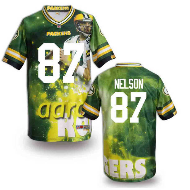 Green Bay Packers 87 Jordy Nelson Green fashion 2014 NFL jerseys