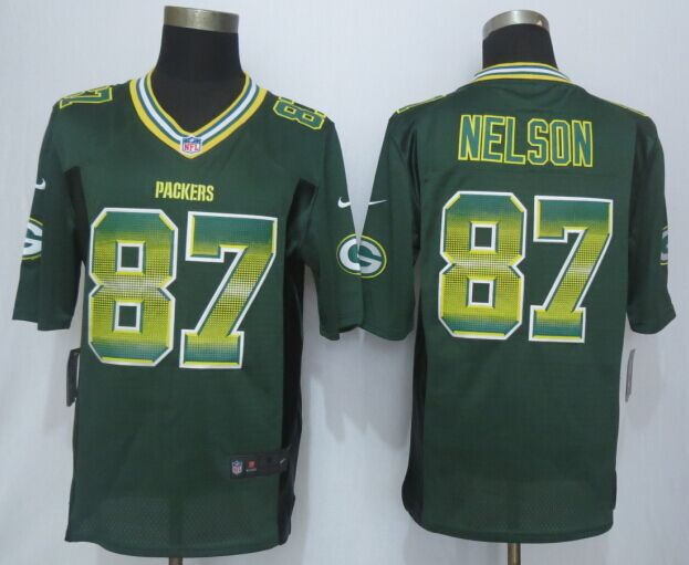 Green Bay Packers 87 Jordy Nelson Pro Line Green Fashion Strobe 2015 New Nike Jersey
