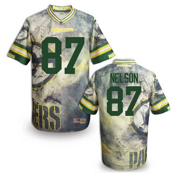 Green Bay Packers 87 Jordy Nelson gray Fashion NFL jerseys