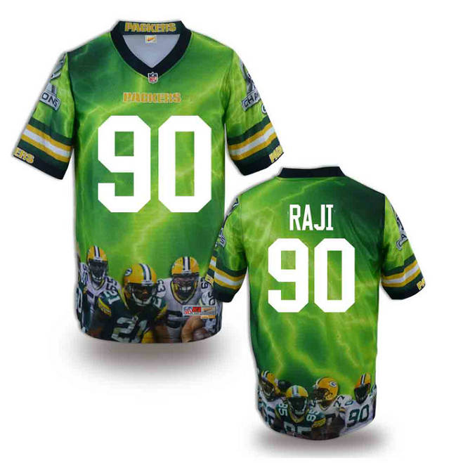 Green Bay Packers 90 B.J. Raji light green 2014 fashion NFL jerseys