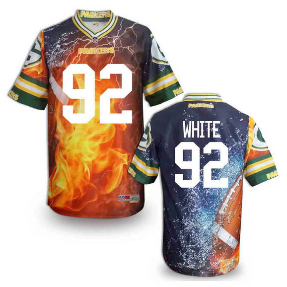 Green Bay Packers 92 Reggie white Flame Fashion NFL jerseys