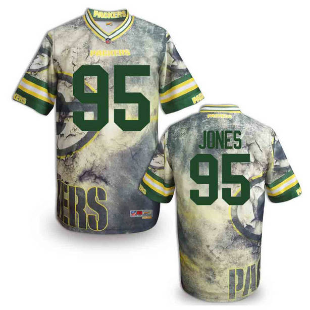 Green Bay Packers 95 Datone Jones gray Fashion NFL jerseys