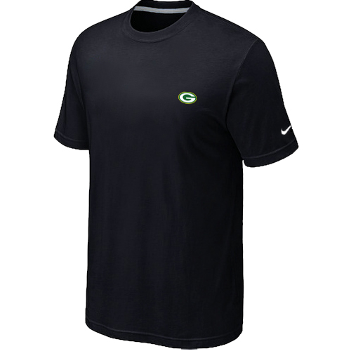 Green Bay Packers Chest embroidered logo  T-Shirt black