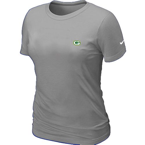 Green Bay Packers Chest embroidered logo  WOMEN'S T-Shirt Grey