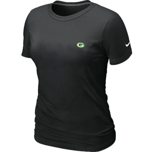 Green Bay Packers Chest embroidered logo  WOMEN'S T-Shirt black