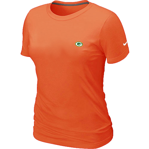 Green Bay Packers Chest embroidered logo  WOMEN'S T-Shirt orange