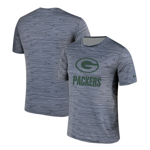 Green Bay Packers Nike Gray Black Striped Logo Performance T-Shirt