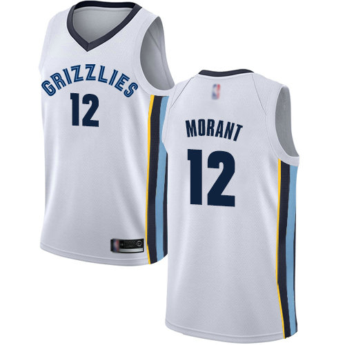 Grizzlies #12 Ja Morant White Basketball Swingman Association Edition Jersey