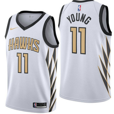 Hawks 11 Trae Young White 2018 to 19 City Edition Nike Swingman Jersey