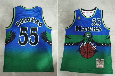 Hawks 55 Dikembe Mutombo Green 1996-97 Hardwood Classics Jersey