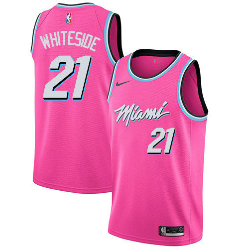 Heat #21 Hassan Whiteside Pink Basketball Swingman Earned Edition Jersey