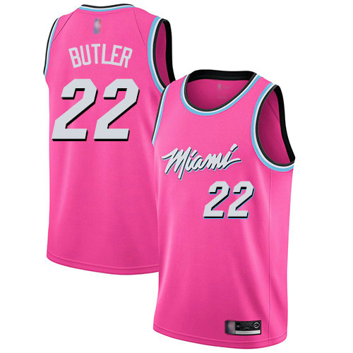 Heat #22 Jimmy Butler Pink Basketball Swingman Earned Edition Jersey