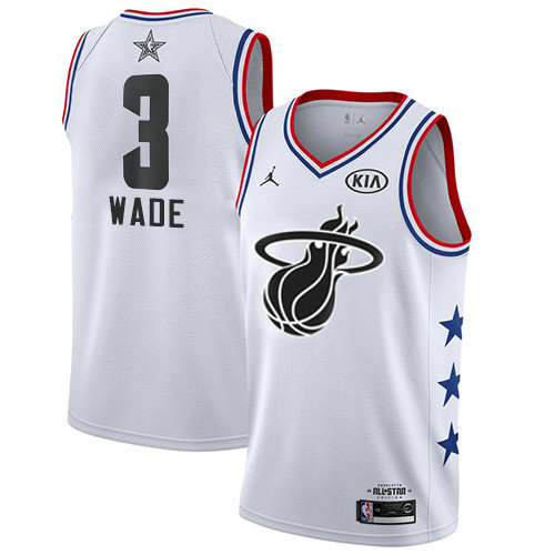 Heat #3 Dwyane Wade White Women's Basketball Jordan Swingman 2019 All-Star Game Jersey