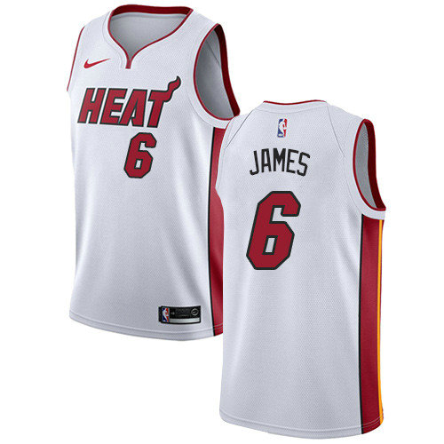 Heat #6 LeBron James White Women's Basketball Swingman Association Edition Jersey
