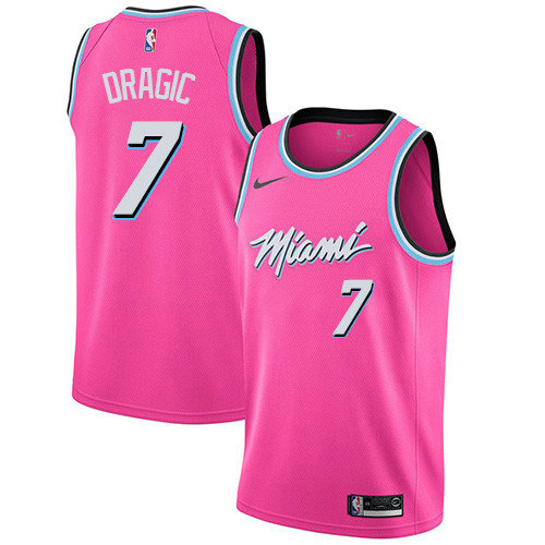 Heat #7 Goran Dragic Pink Basketball Swingman Earned Edition Jersey