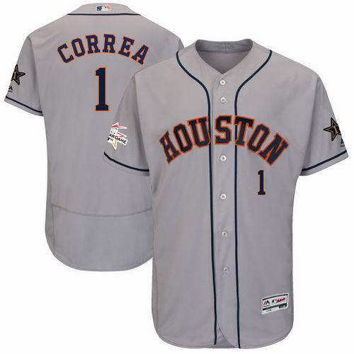 Houston Astros #1 Carlos Correa Majestic Gray 2017 MLB All-Star Game Worn FlexBase Jersey