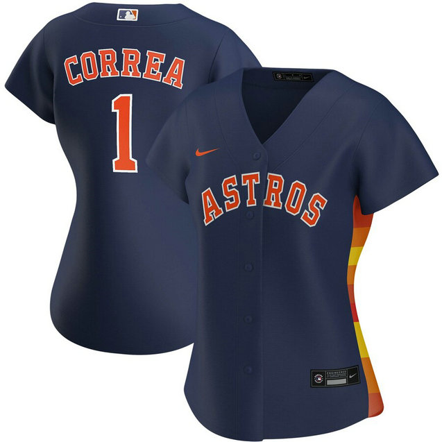 Houston Astros #1 Carlos Correa Nike Women's Alternate 2020 MLB Player Jersey Navy