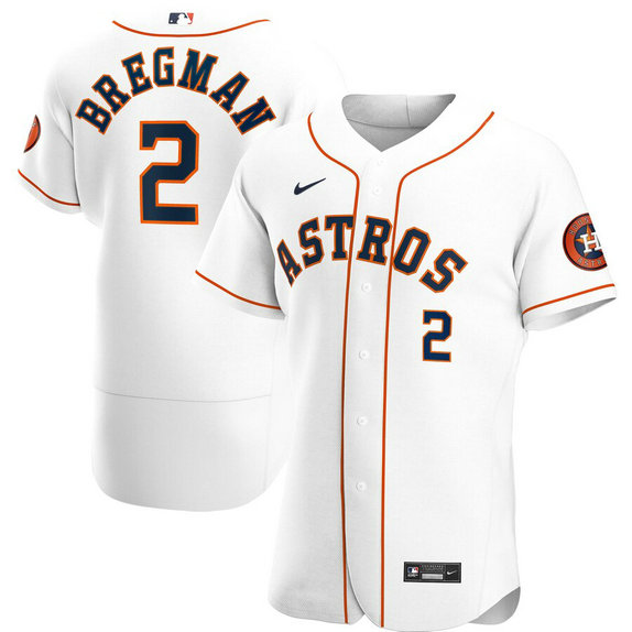 Houston Astros #2 Alex Bregman Men's Nike White Home 2020 Authentic Player MLB Jersey