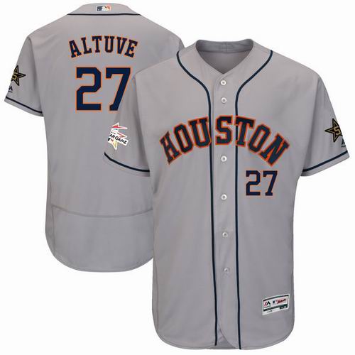 Houston Astros #27 Jose Altuve Majestic Gray 2017 MLB All-Star Game Worn FlexBase Jersey