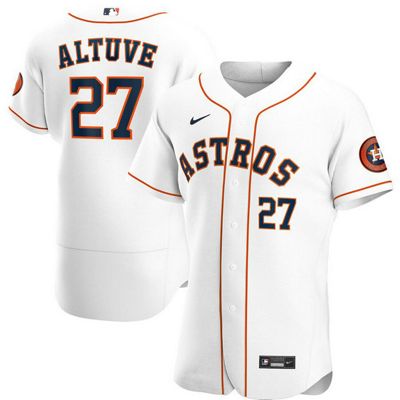 Houston Astros #27 Jose Altuve Men's Nike White Home 2020 Authentic Player MLB Jersey