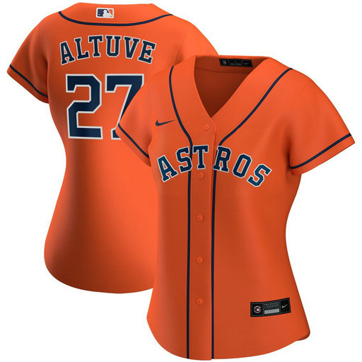 Houston Astros #27 Jose Altuve Nike Women's Alternate 2020 MLB Player Jersey Orange