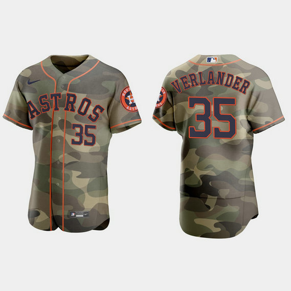 Houston Astros #35 Justin Verlander Men's Nike 2021 Armed Forces Day Authentic MLB Jersey -Camo