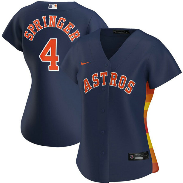 Houston Astros #4 George Springer Nike Women's Alternate 2020 MLB Player Jersey Navy