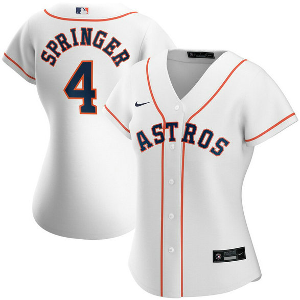 Houston Astros #4 George Springer Nike Women's Home 2020 MLB Player Jersey White