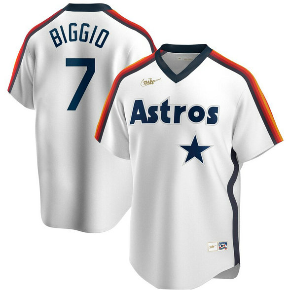 Houston Astros #7 Craig Biggio Nike Home Cooperstown Collection Logo Player MLB Jersey White
