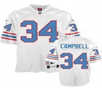 Houston Oilers #34 Earl Campbell Throwback Jersey White