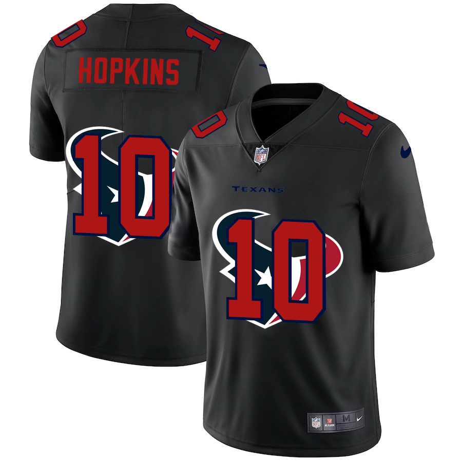 Houston Texans #10 DeAndre Hopkins Men's Nike Team Logo Dual Overlap Limited NFL Jersey Black