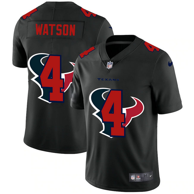 Houston Texans #4 Deshaun Watson Men's Nike Team Logo Dual Overlap Limited NFL Jersey Black