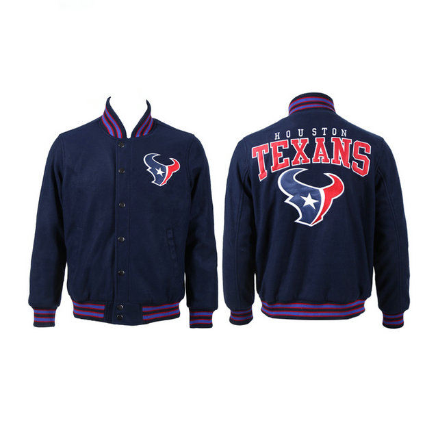 Houston Texans Navy Blue Team Logo Suede NFL Jackets