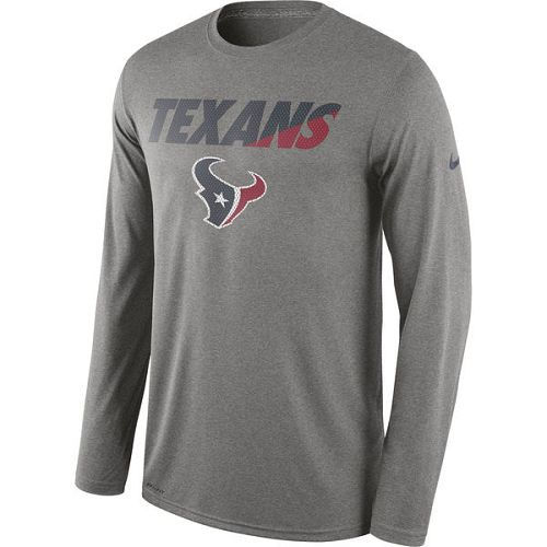 Houston Texans Nike Heather Gray Legend Staff Practice Long Sleeves Performance T-Shirt