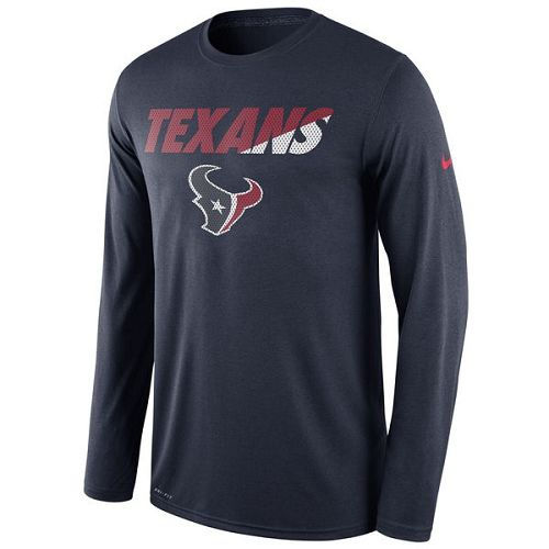 Houston Texans Nike Navy Legend Staff Practice Long Sleeves Performance T-Shirt