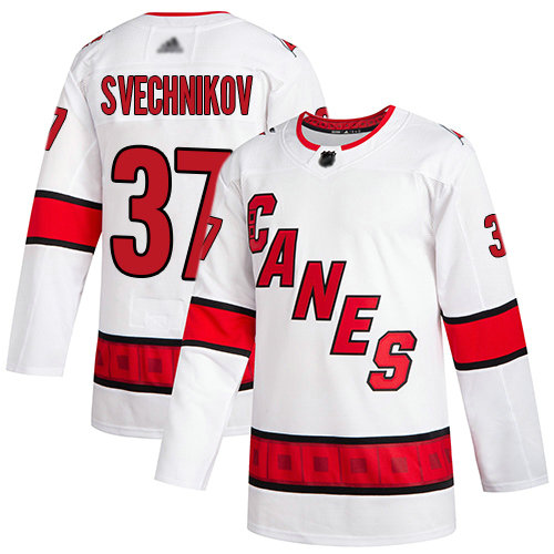 Hurricanes #37 Andrei Svechnikov White Road Authentic Stitched Hockey Jersey