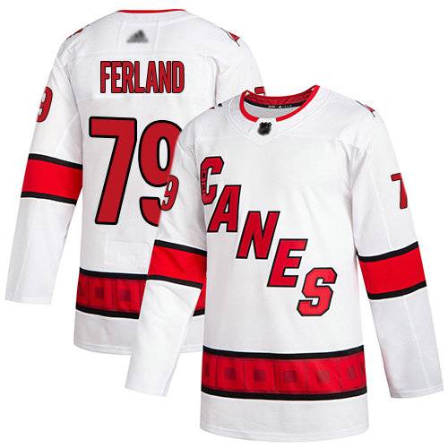Hurricanes #79 Michael Ferland White Road Authentic Stitched Hockey Jersey