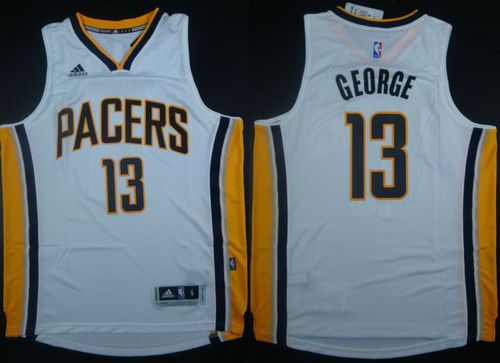 Indiana Pacers 13 Paul George White Revolution 30 NBA Jersey