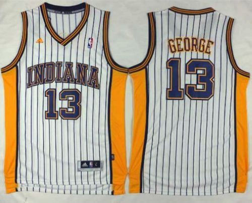 Indiana Pacers 13 Paul George White Throwback NBA Jersey
