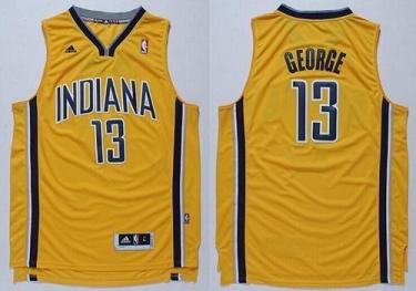 Indiana Pacers 13 Paul George Yellow Stitched Revolution 30 Swingman NBA Jersey