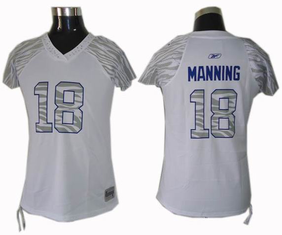 Indianapolis Colts #18 Peyton Manning Women Zebra Field Flirt Fashion Jerseys white