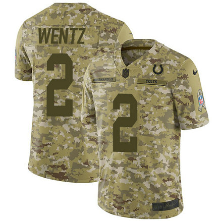 Indianapolis Colts #2 Carson Wentz Camo Men's Stitched NFL Limited 2018 Salute To Service Jersey
