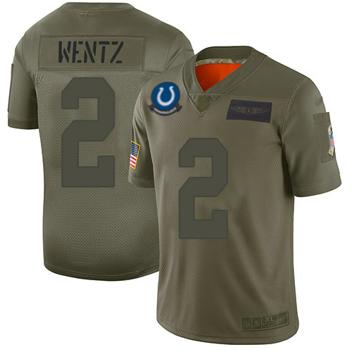 Indianapolis Colts #2 Carson Wentz Camo Men's Stitched NFL Limited 2019 Salute To Service Jersey