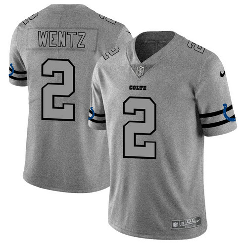 Indianapolis Colts #2 Carson Wentz Men's Nike Gray Gridiron II Vapor Untouchable Limited NFL Jersey