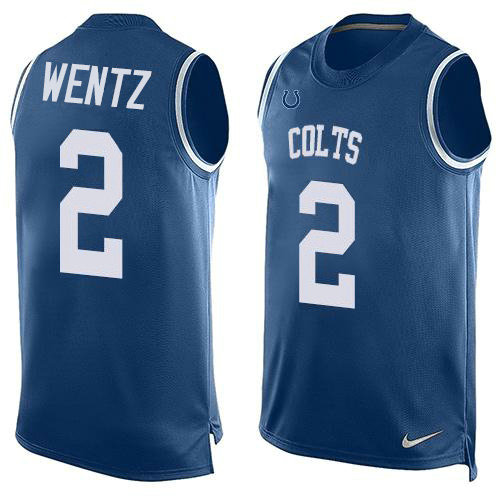 Indianapolis Colts #2 Carson Wentz Royal Blue Team Color Men's Stitched NFL Limited Tank Top Jersey