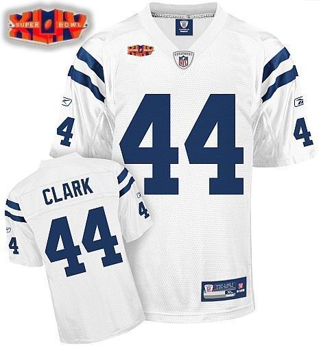 Indianapolis Colts #44 Dallas Clark Super Bowl XLIV White Jersey