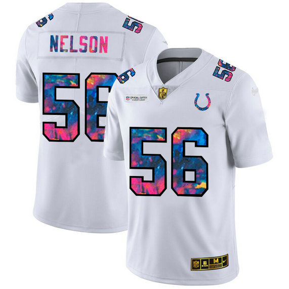 Indianapolis Colts #56 Quenton Nelson Men's White Nike Multi-Color 2020 NFL Crucial Catch Limited NFL Jersey