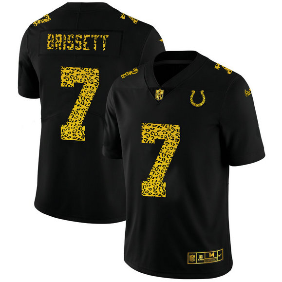 Indianapolis Colts #7 Jacoby Brissett Men's Nike Leopard Print Fashion Vapor Limited NFL Jersey Black