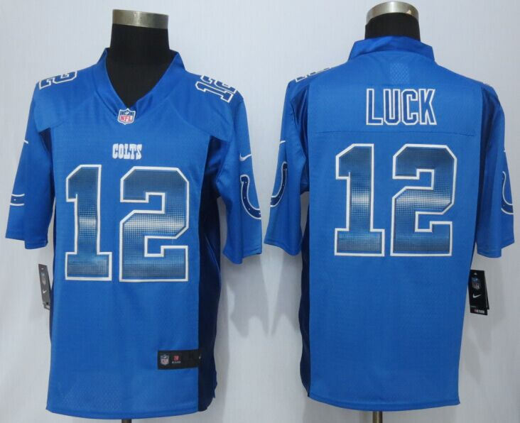 Indianapolis Colts 12 Andrew Luck Pro Line Blue Fashion Strobe 2015 New Nike Jersey