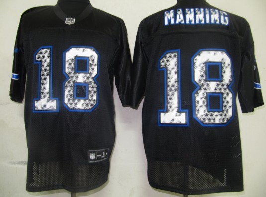 Indianapolis Colts 18 Peyton Manning Black United Sideline Jerseys